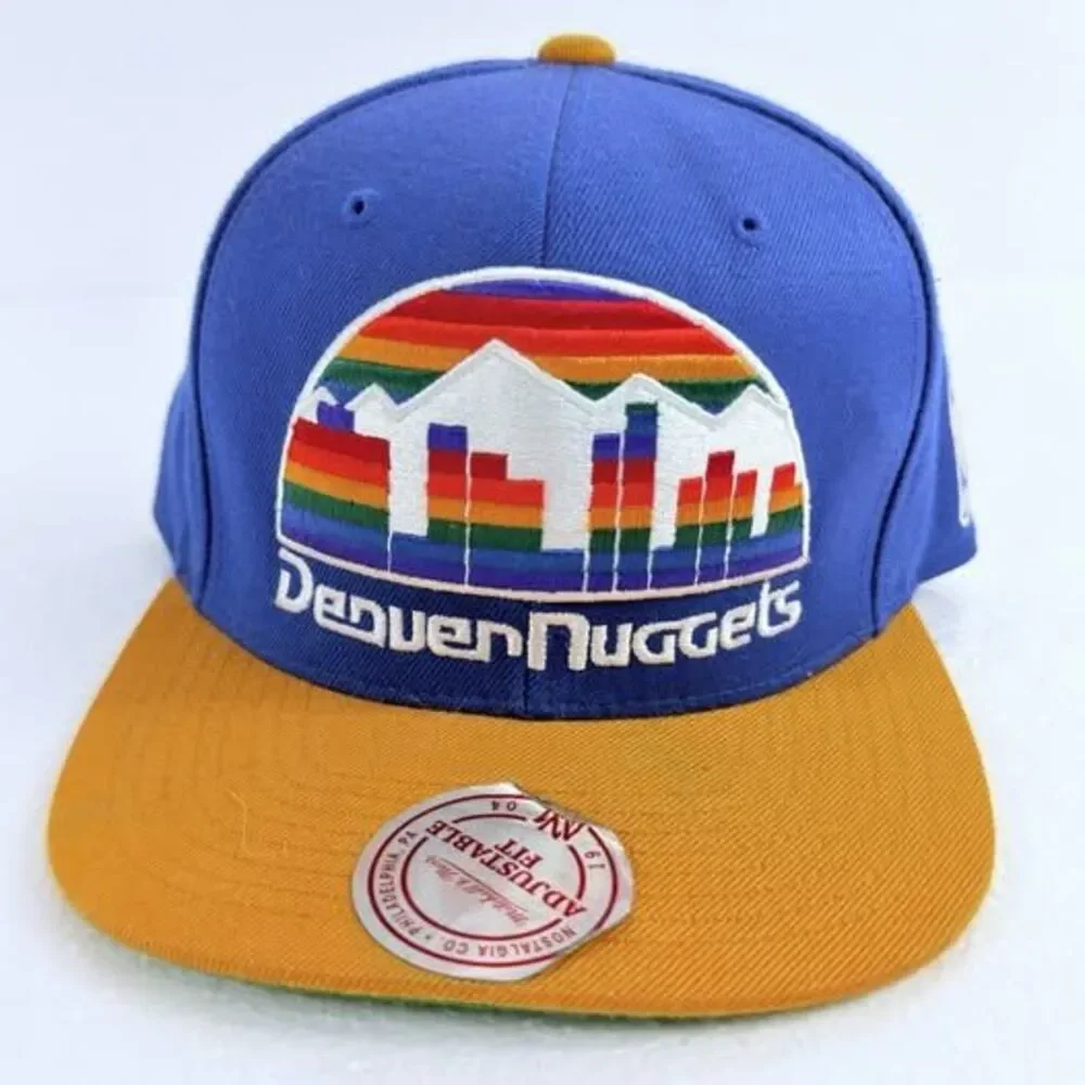 Mitchell & Ness Denver Nuggets NBA Hardwood Classics Snapback Hat Cap Blue Gold